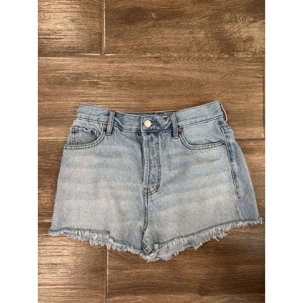 Pacific Sunwear Women's Sz 28 High Rise denim Shorts Raw Hem Short Jeans Summer